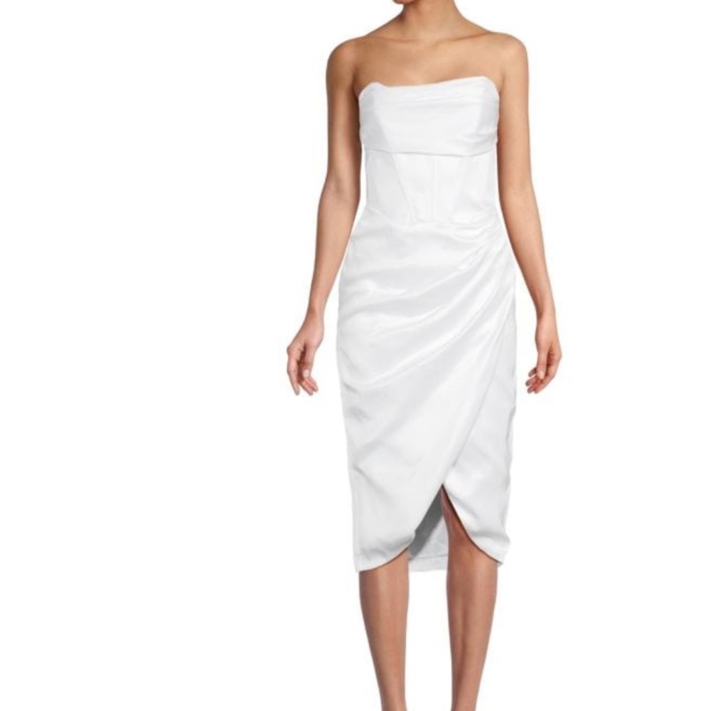 New never worn Bardot Jamila strapless corset dress in orchid white